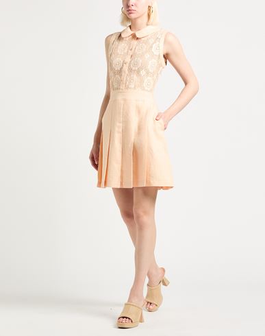 Woman Mini dress Apricot Size 12 Cotton, Polyamide, Linen