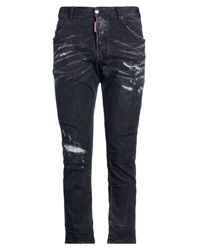 Man Jeans Black Size 32 Cotton, Elastomultiester, Elastane, Cow leather