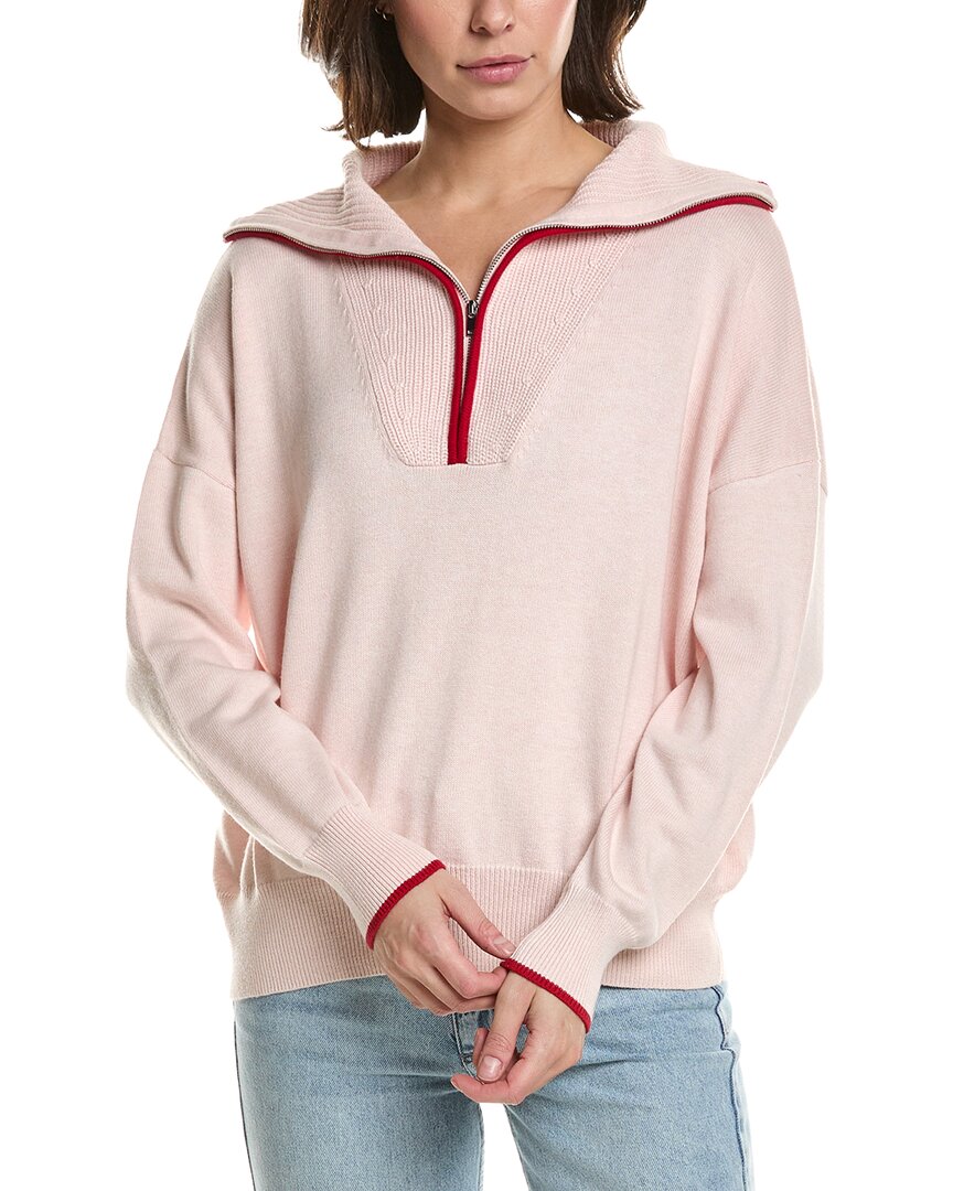 Tipped 1/2-Zip Cashmere-Blend Pullover