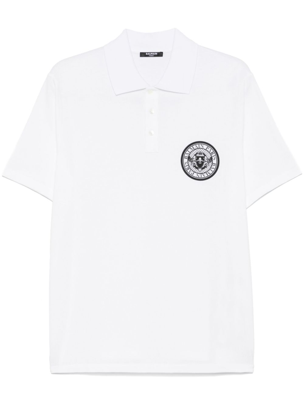 Coin-print cotton polo shirt - Black