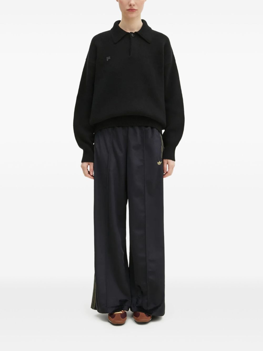 Ribbed-cuffs polo shirt - Black