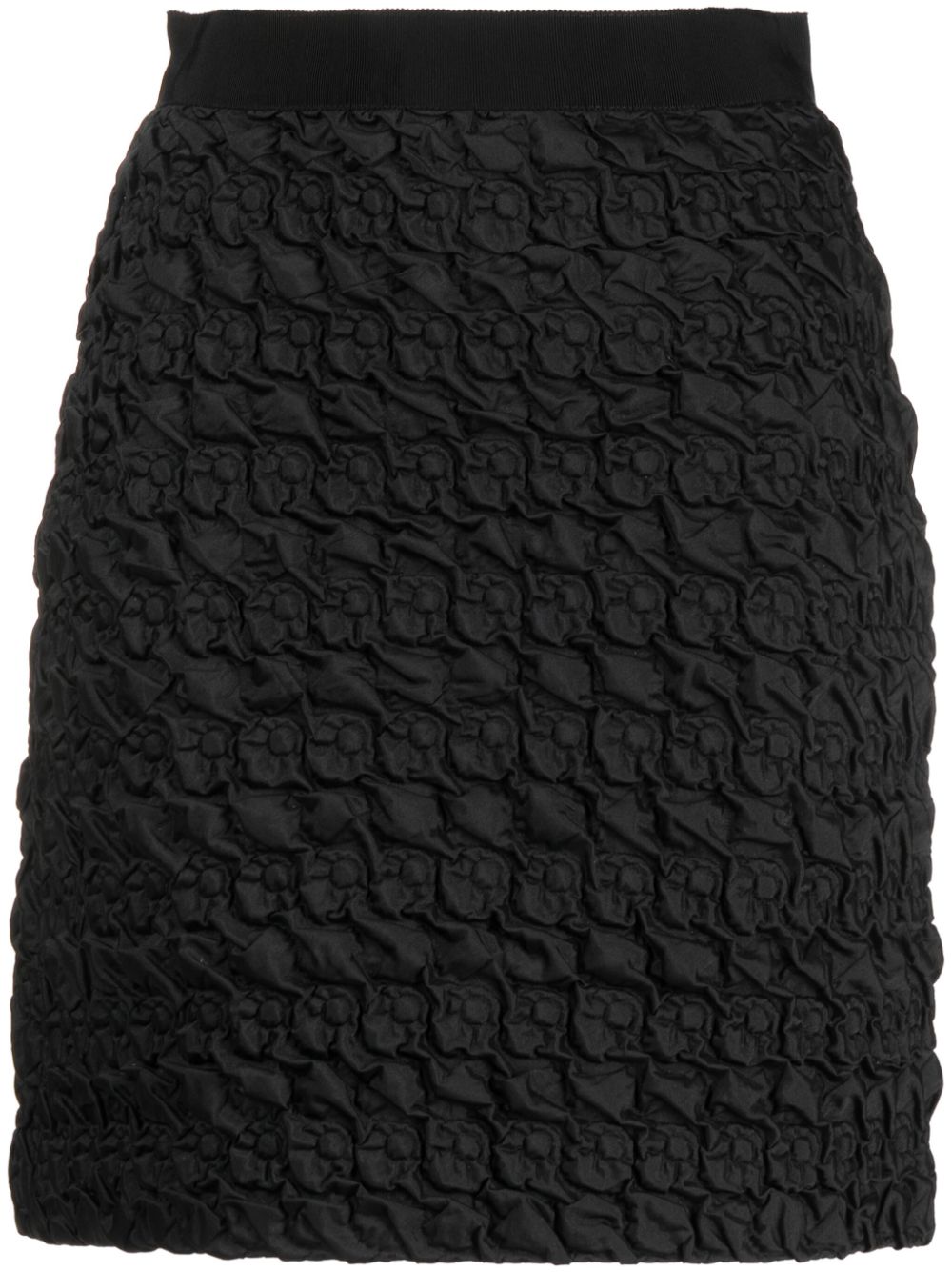 Embossed-finish high-waist miniskirt - Black