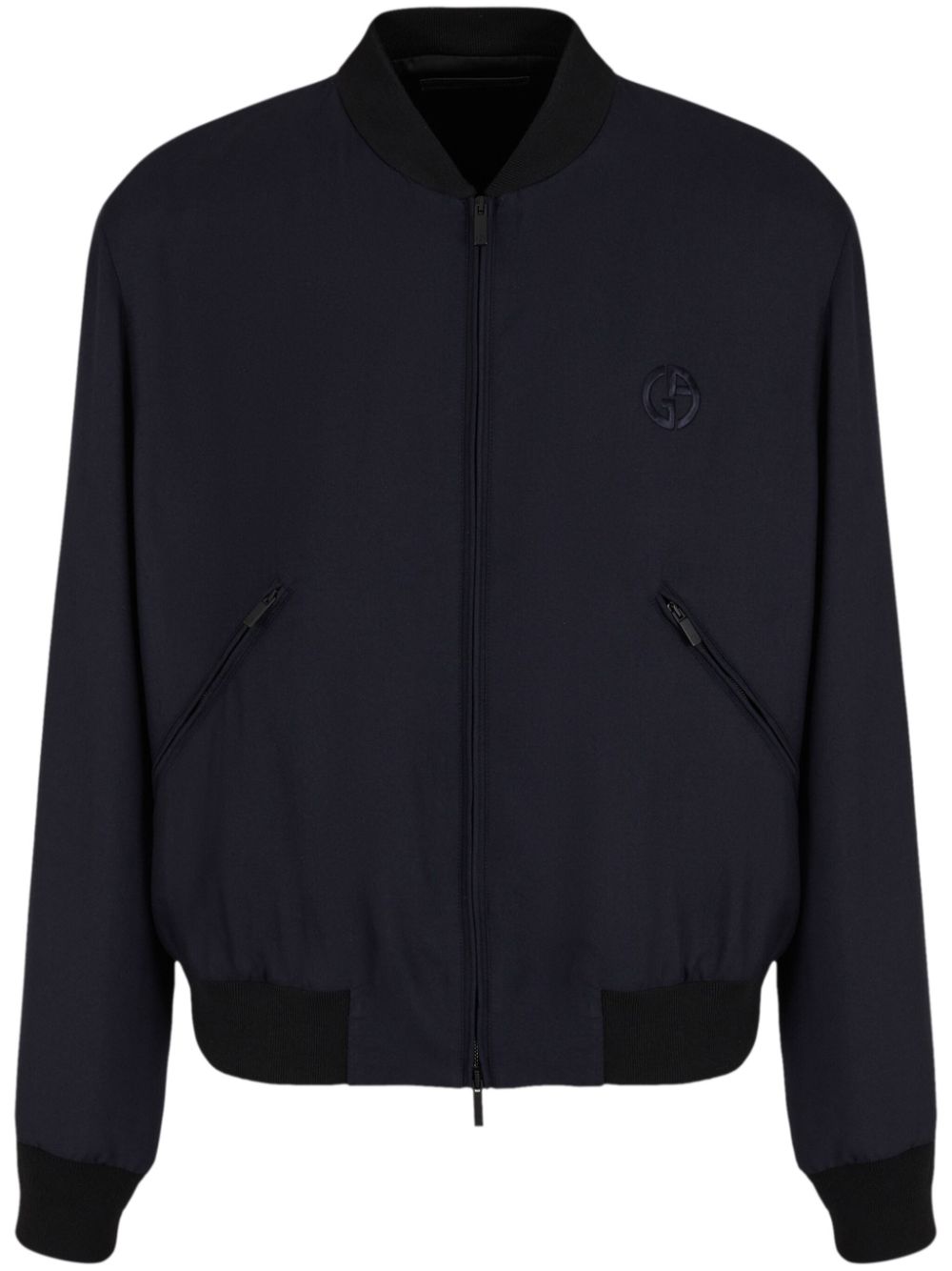 Logo-embroidery cashmere-blend jacket - Blue