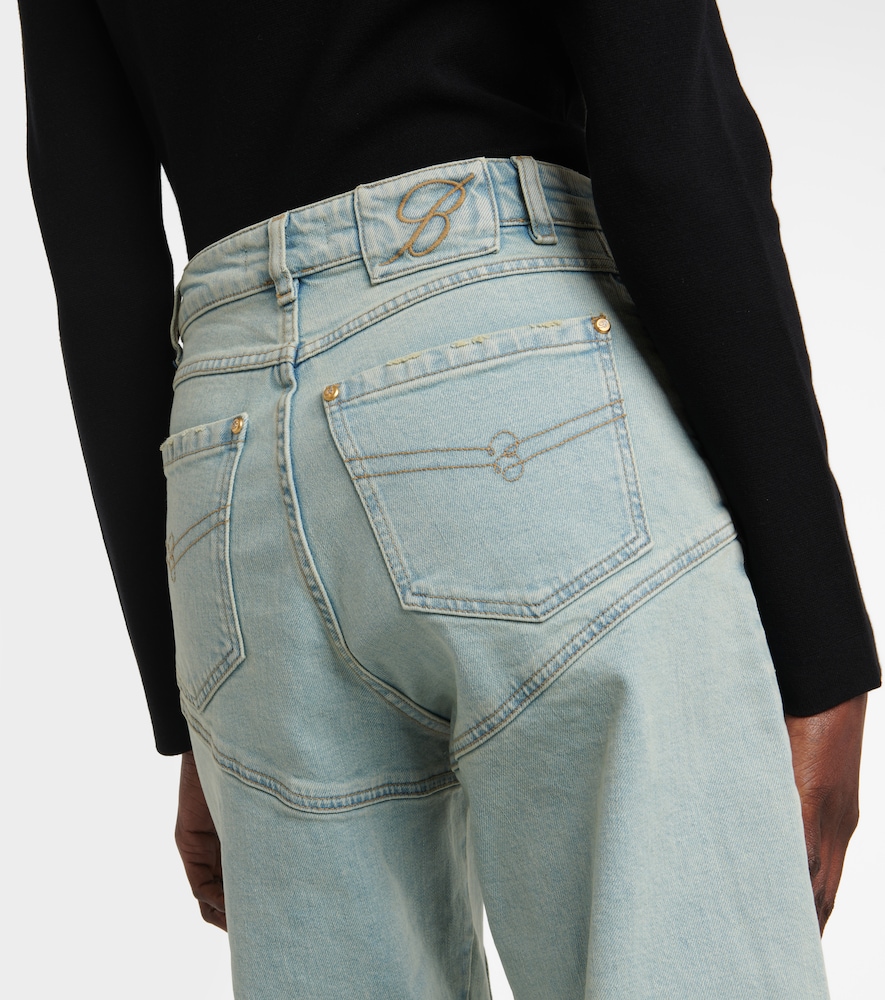 Paneled high-rise wide jeans
