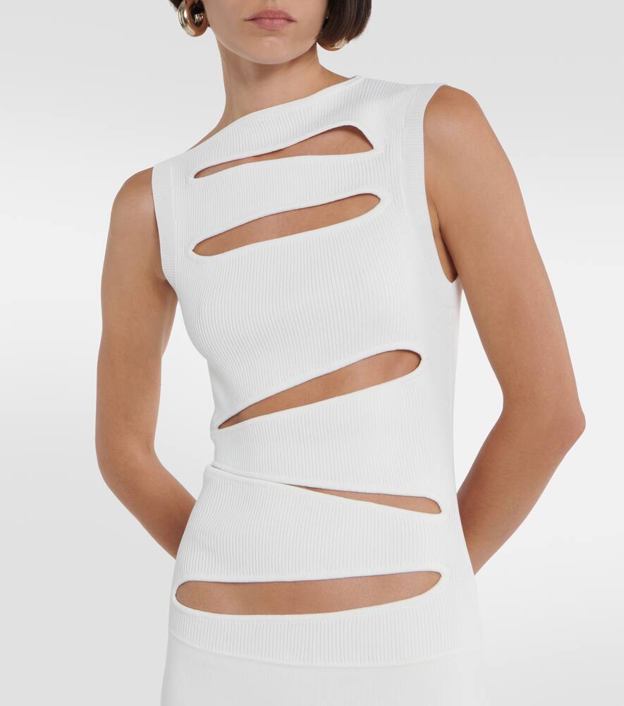 Christopher Esber Cutout ribbed-knit paneled maxi dress