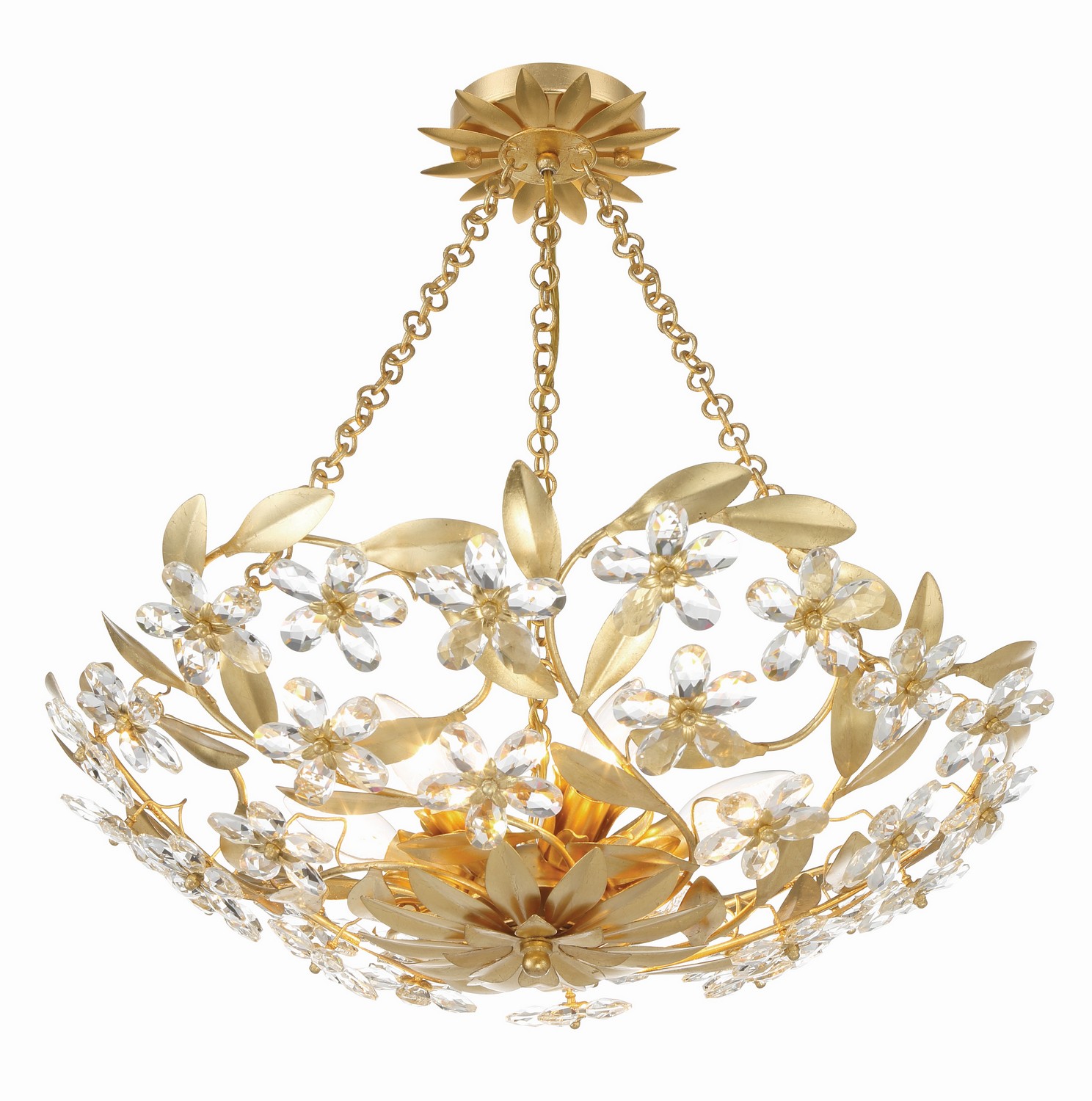 Marselle 6-Light Semi-Flush Mount in Antique Gold