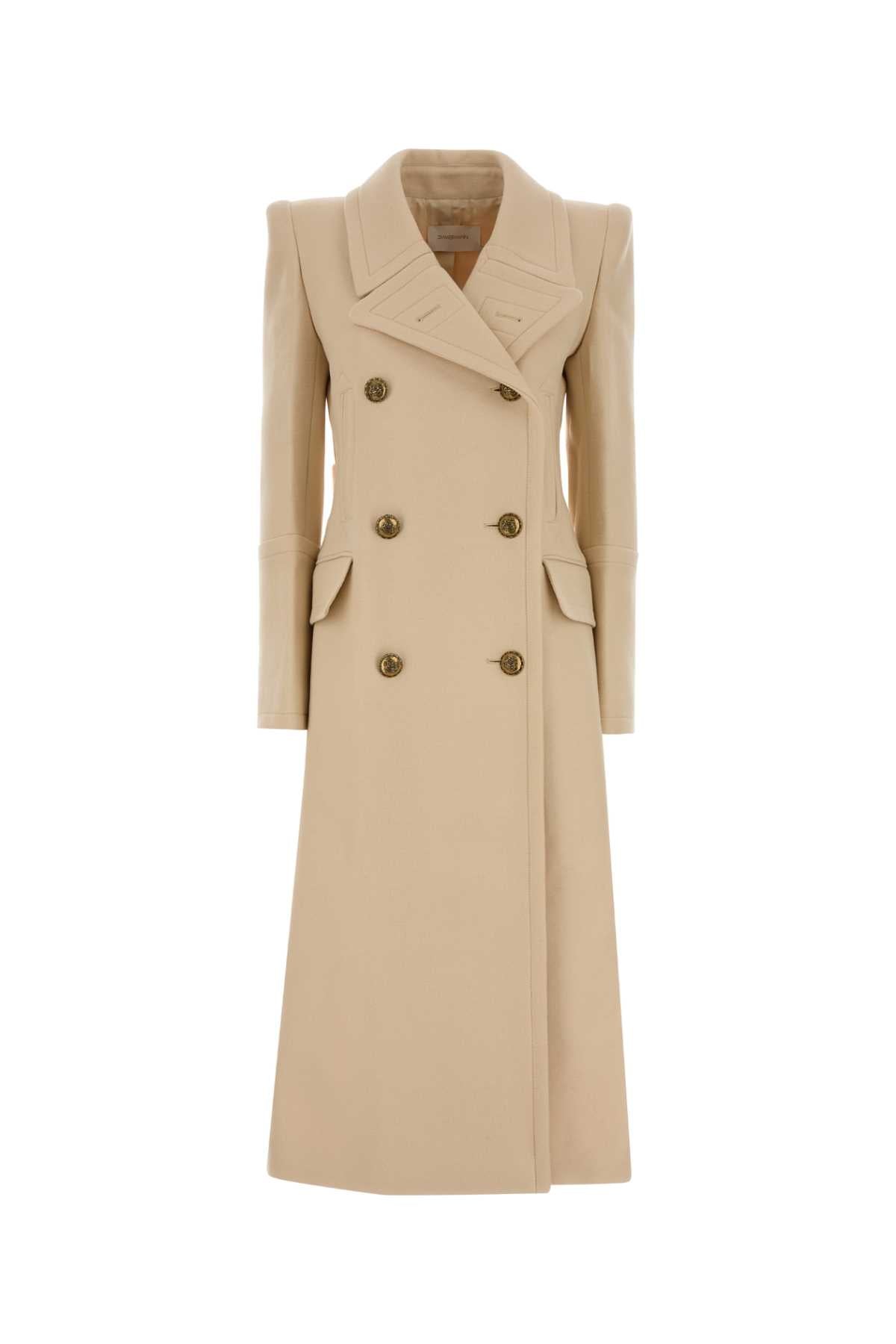 Double-Breasted Wool Coat — Beige