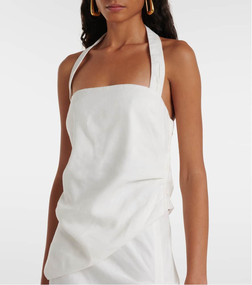 Dorian halterneck linen-blend top