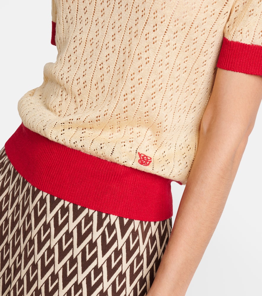 Linen-blend polo sweater