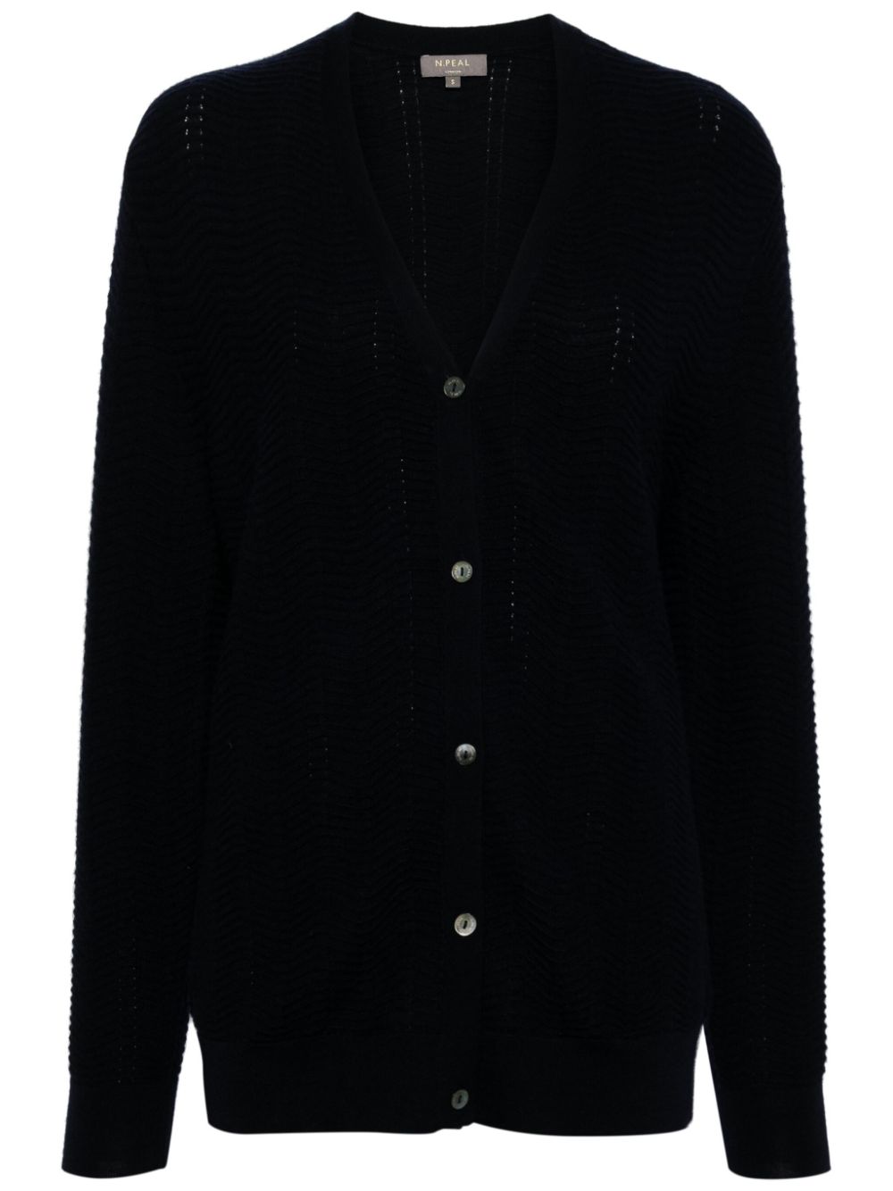 V-neck open-knit cardigan - Blue