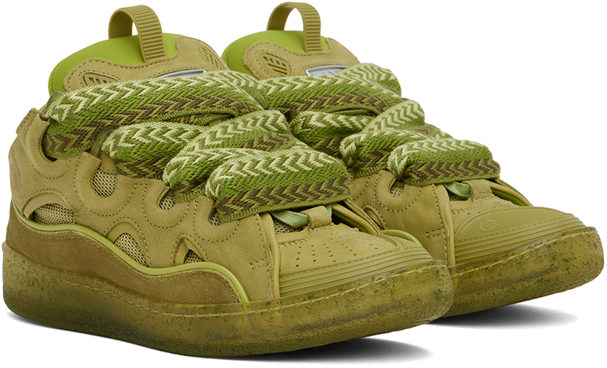Lanvin Green Leather Curb Sneakers