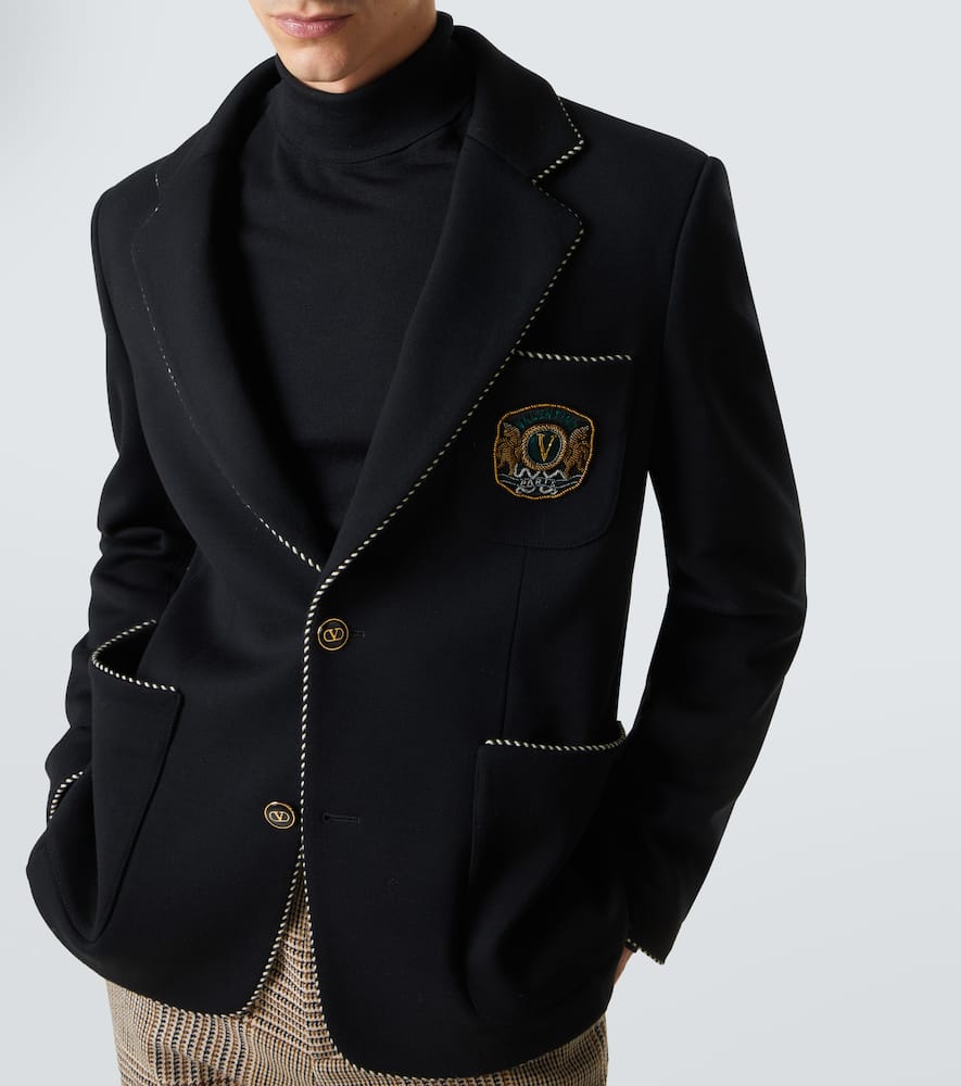 Embroidered virgin wool blazer
