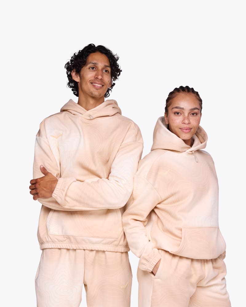 HOKA Essential Hoodie in Beige Cloud Topo