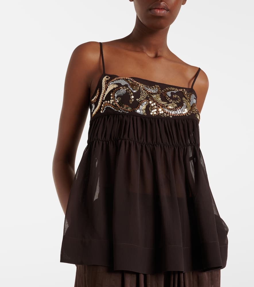 Sequined chiffon top