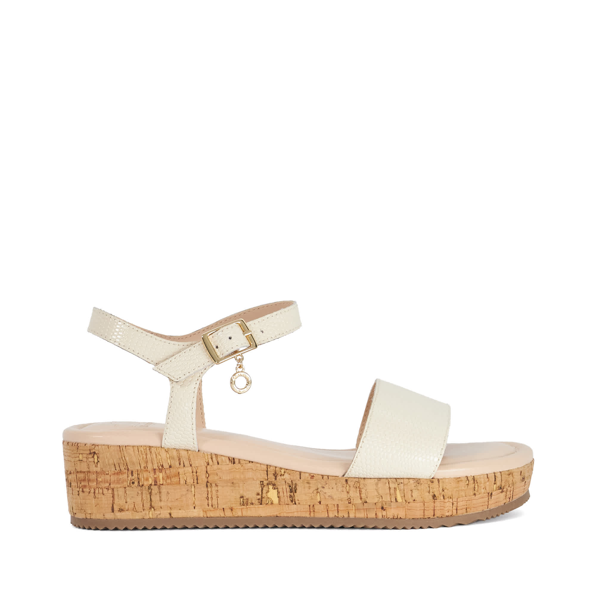Dune London Womens Ladies Liara - Cork Flatform Sandals - Beige Imitation Leather