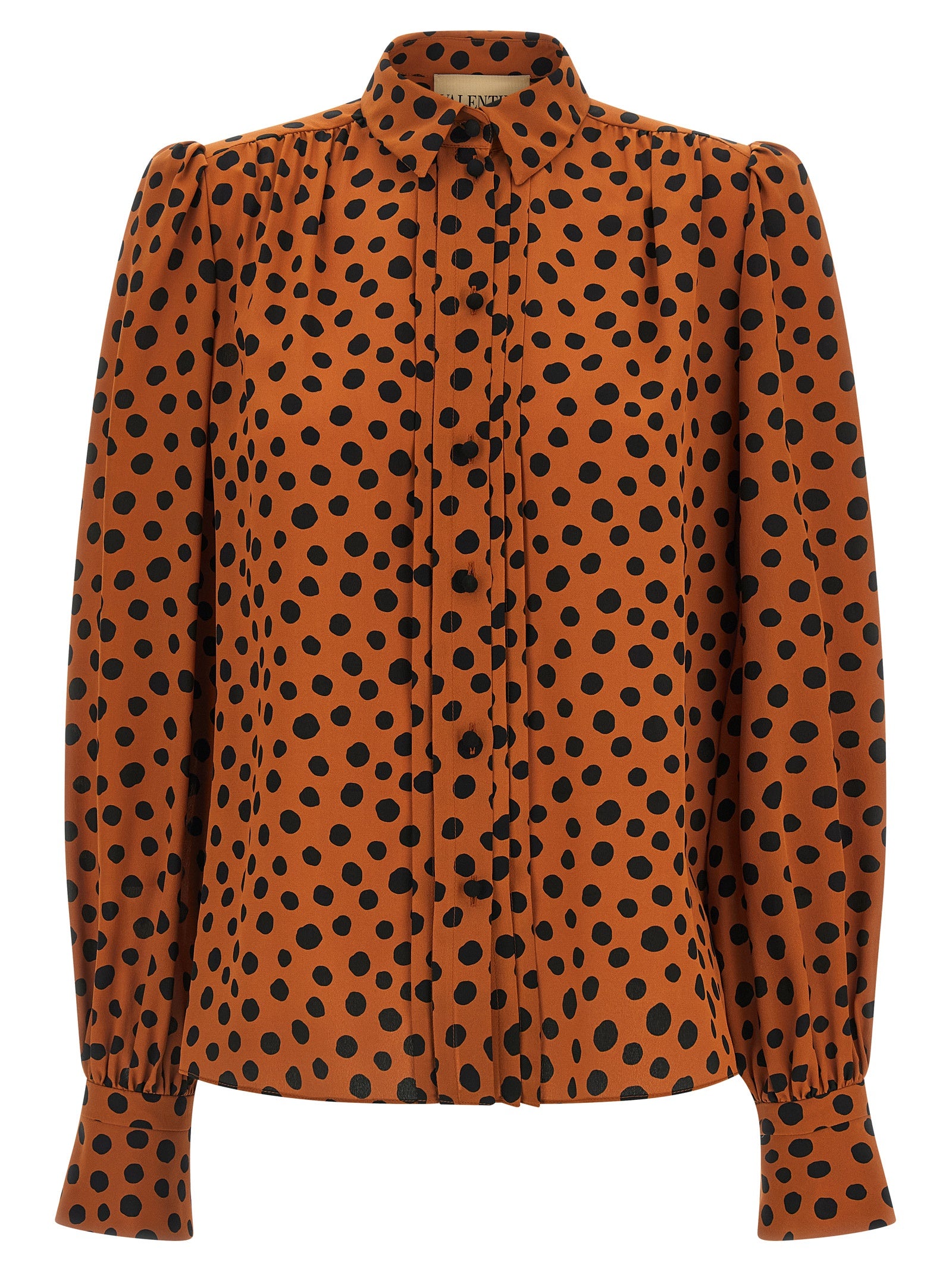 Polka-Dot Silk Crêpe de Chine Blouse — Orange