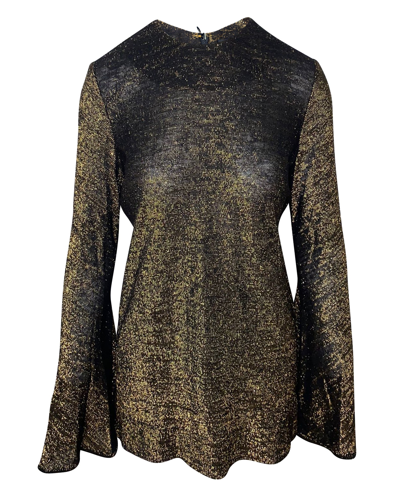 Inception Fluted Sleeve Top in Black Viscose