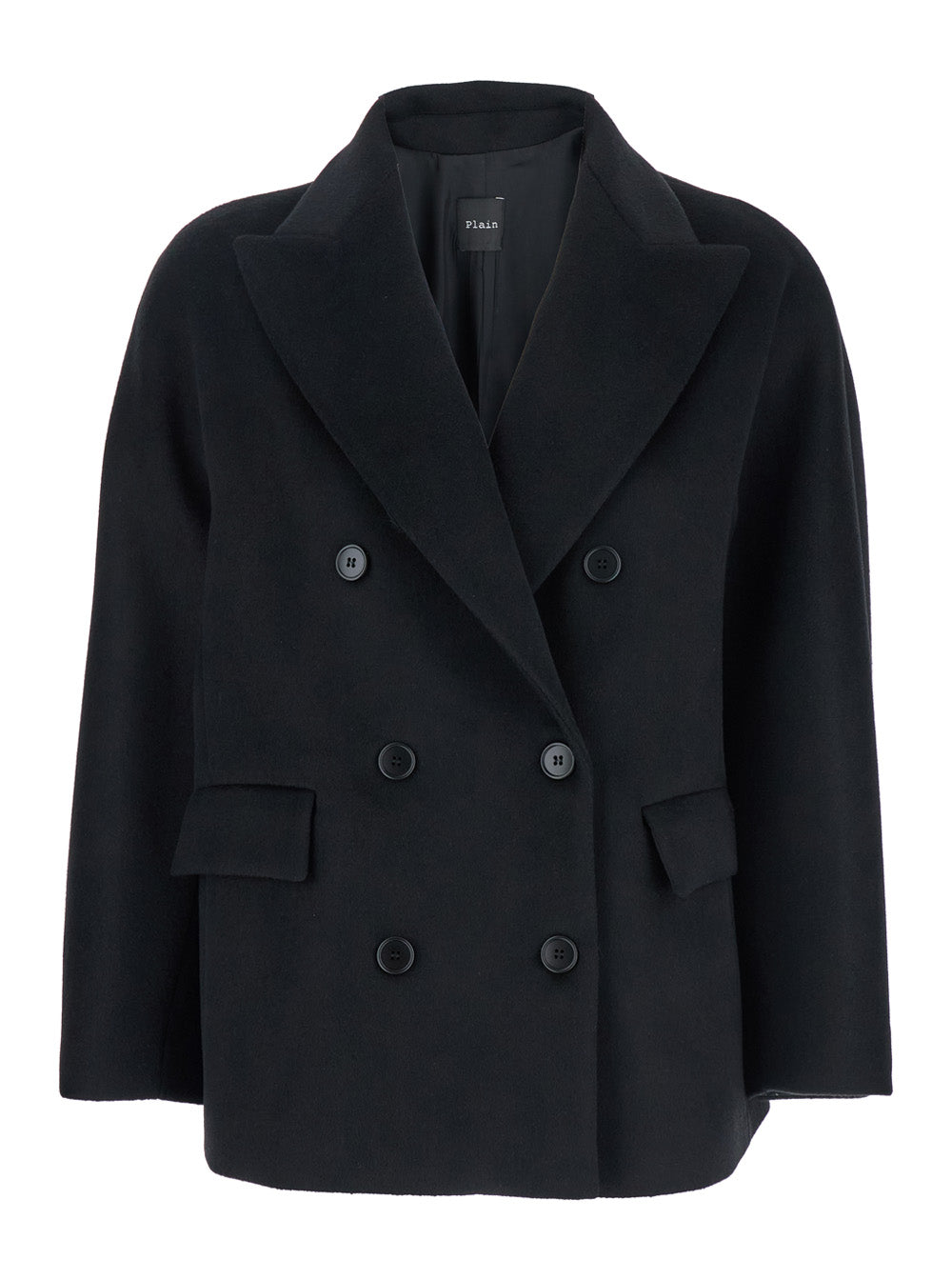 Double-Breasted Wool Blazer — Black