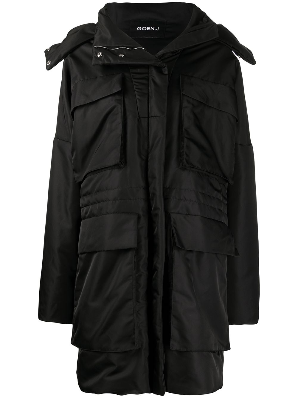 Four-pocket hooded parka - Black