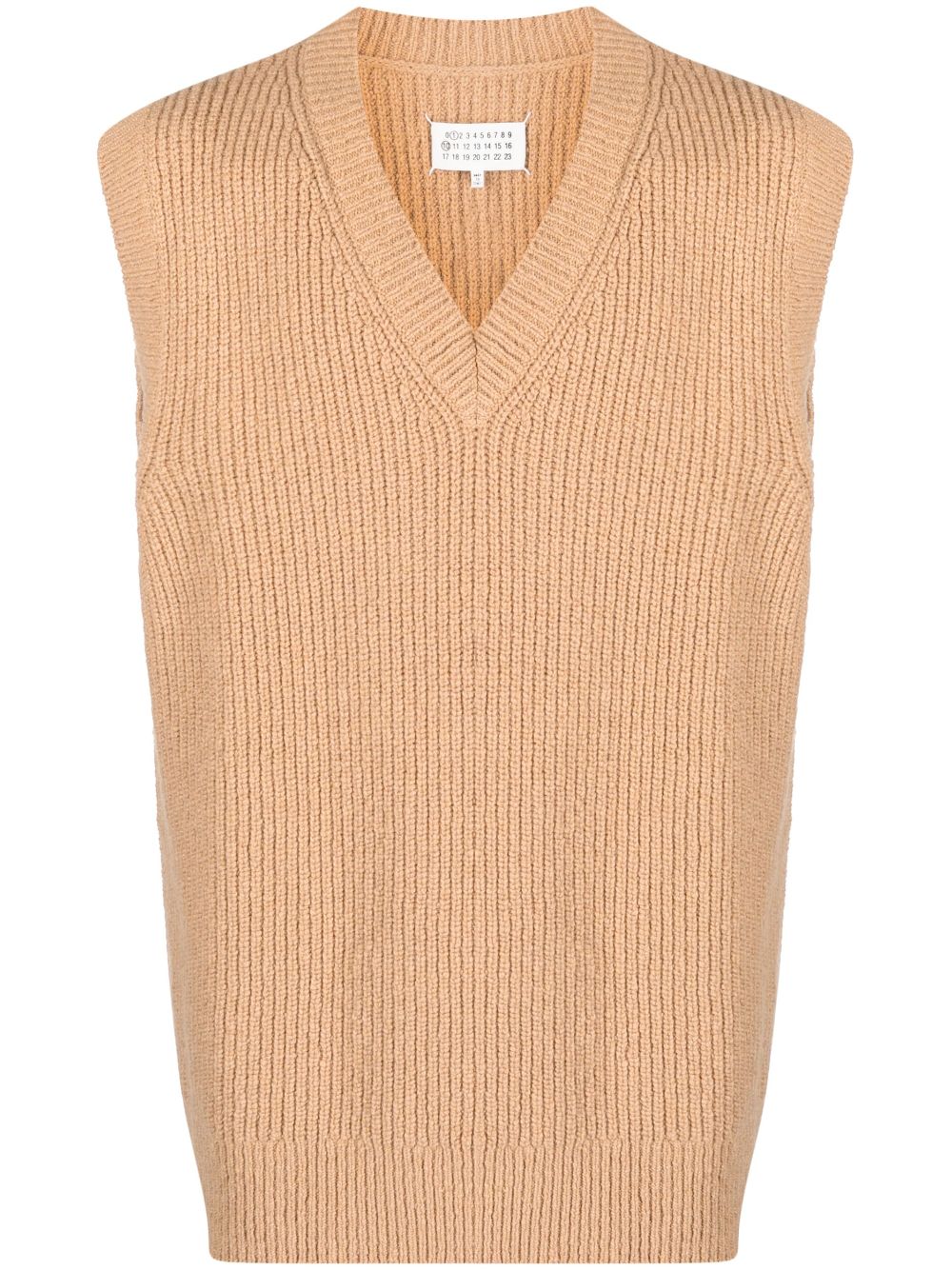 V-neck knitted vest - Green