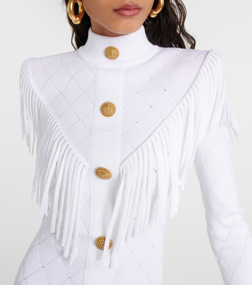 Balmain Fringed knit minidress