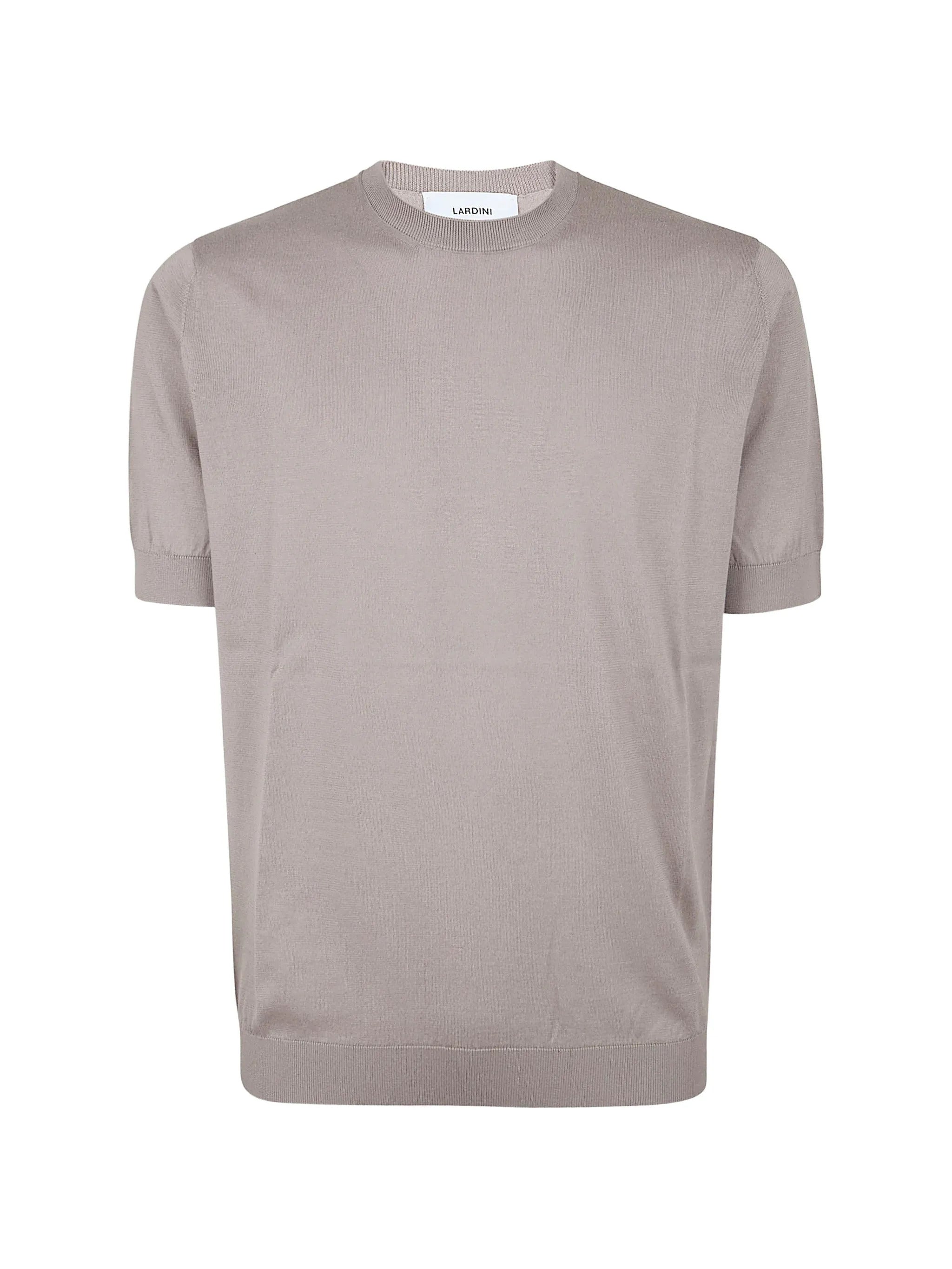 Crew Neck Cotton T-Shirt with Ribbed Trim