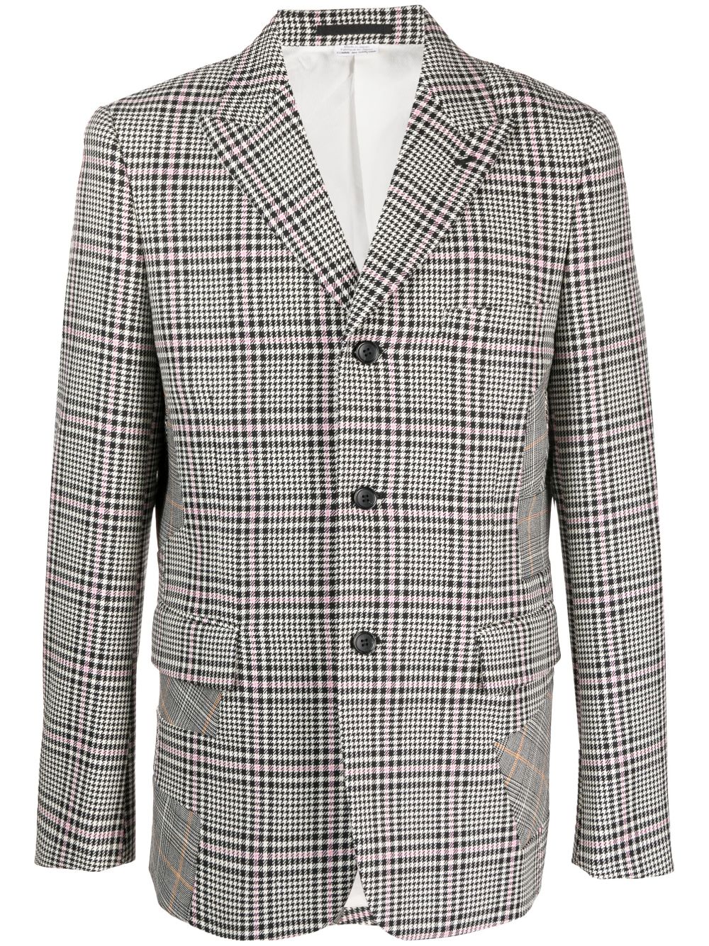 Patchwork detailing checked blazer - Neutrals