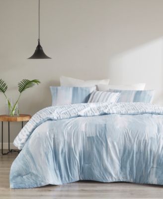 Natori Brush Stroke Oversized Reversible Seersucker Comforter Sets