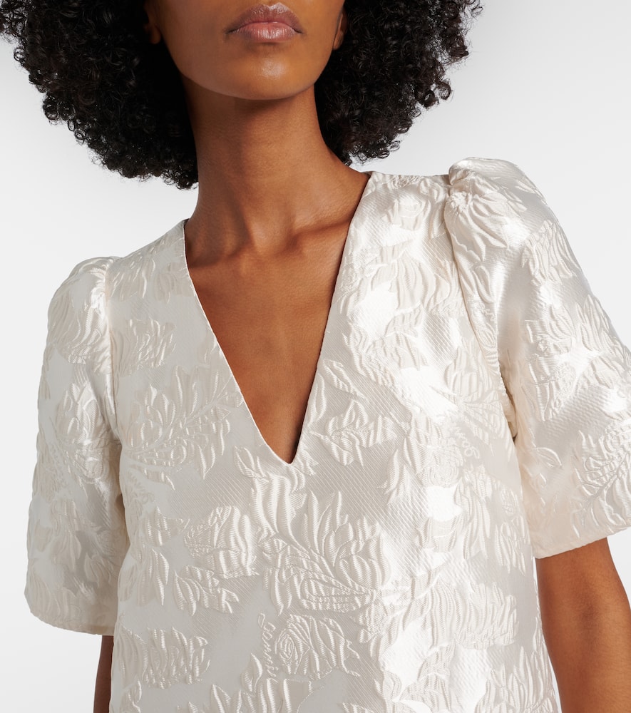 Floral satin cloqué minidress