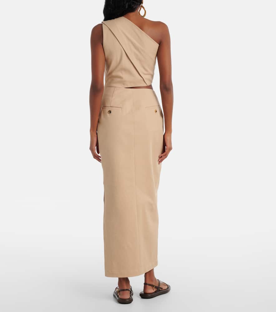 Cutout cotton-blend twill maxi dress