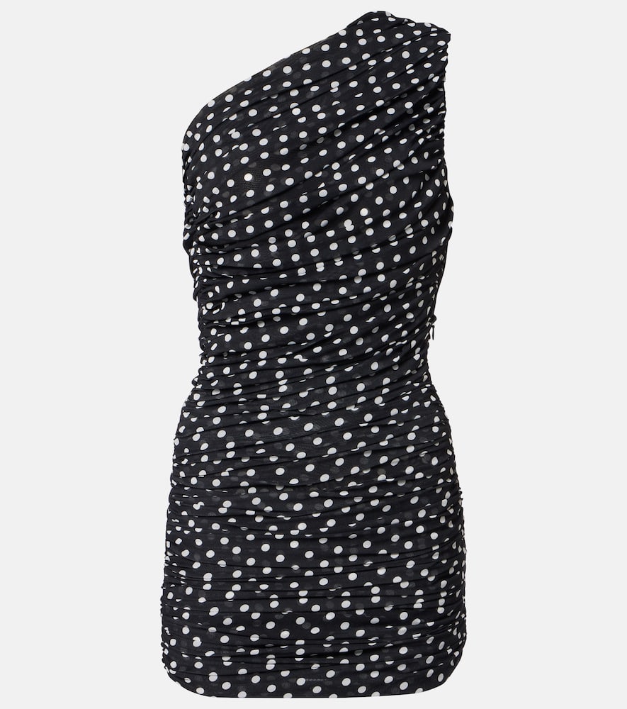 Polka-dot one-shoulder minidress