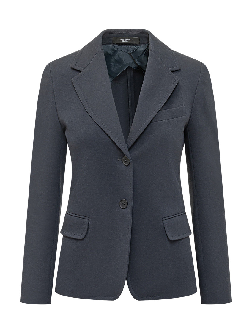 Blue Solid Notched Lapel Blazer