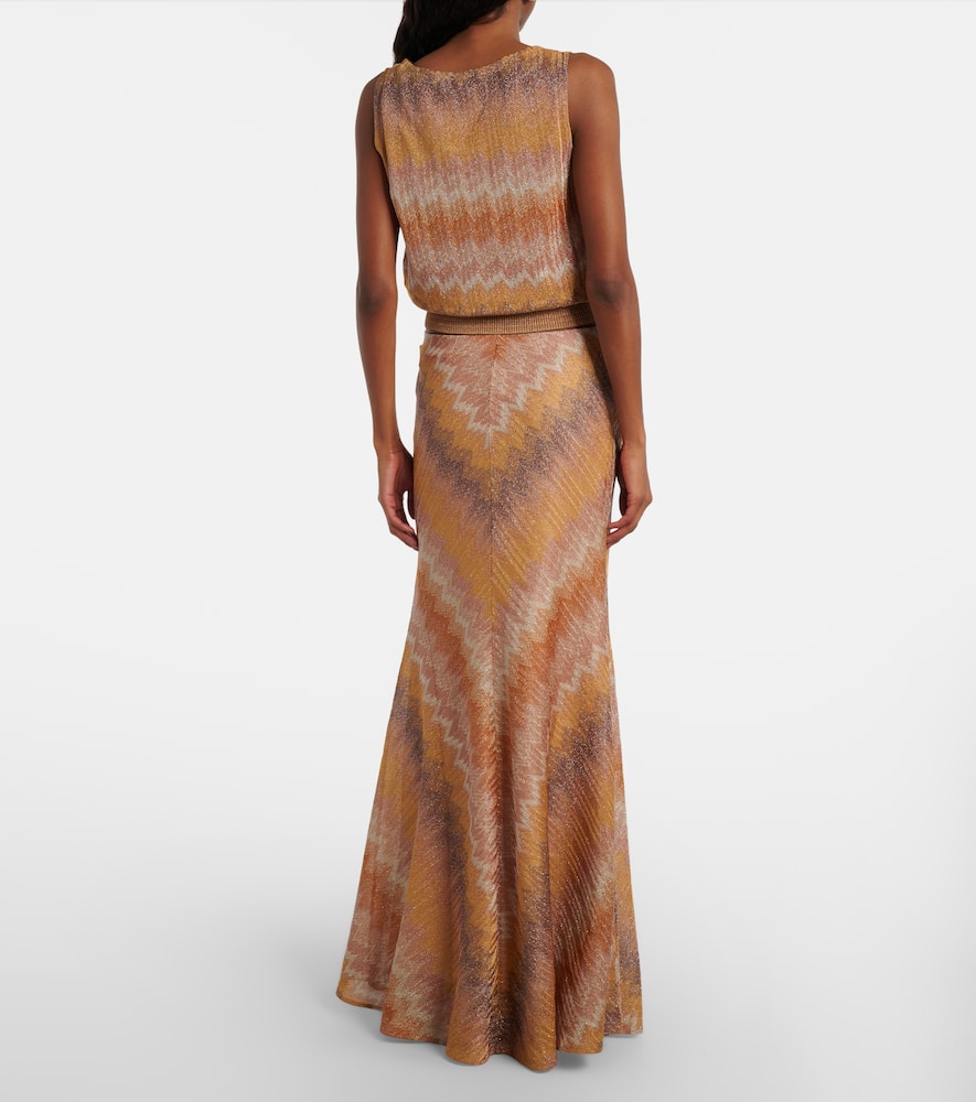 Zig Zag lamé maxi skirt