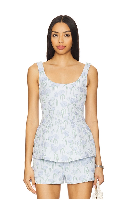 Amanda Uprichard OBERTEIL EMPIRE in Baby Blue. Größe S. Also in L