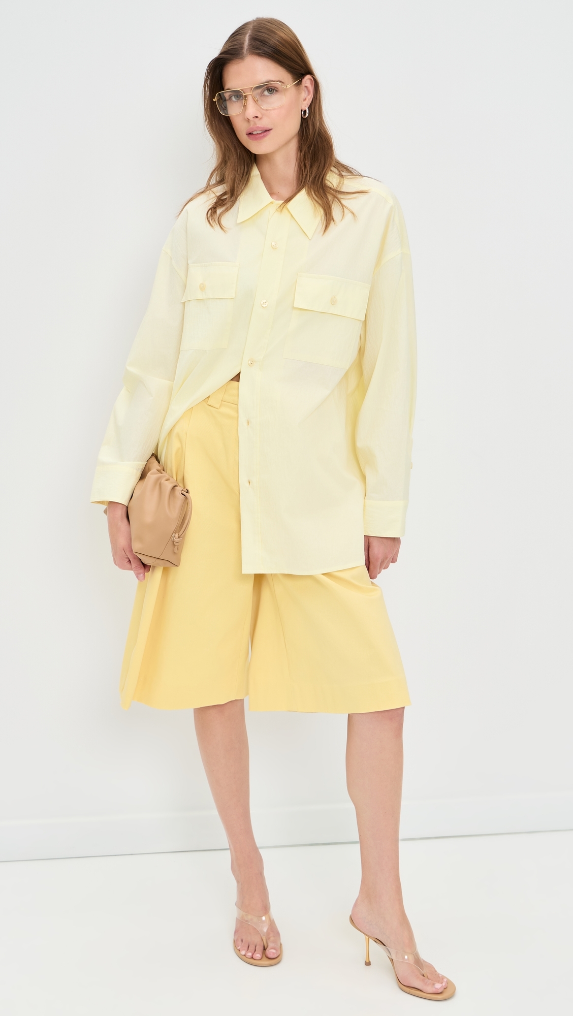 Daria Crinkled Effect Shirt Light Yellow