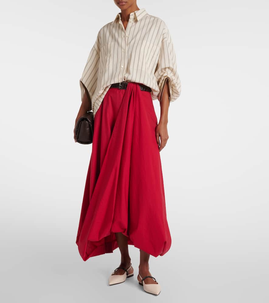 Cotton-blend midi skirt