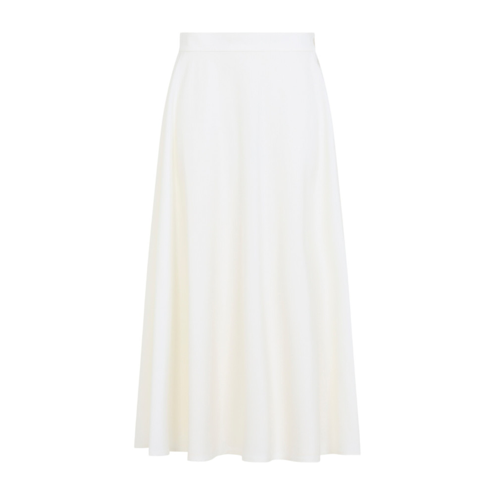 Cream Solid Midi Skirt