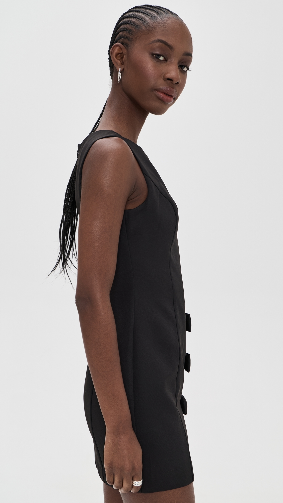 Bow Slit Mini Dress Black