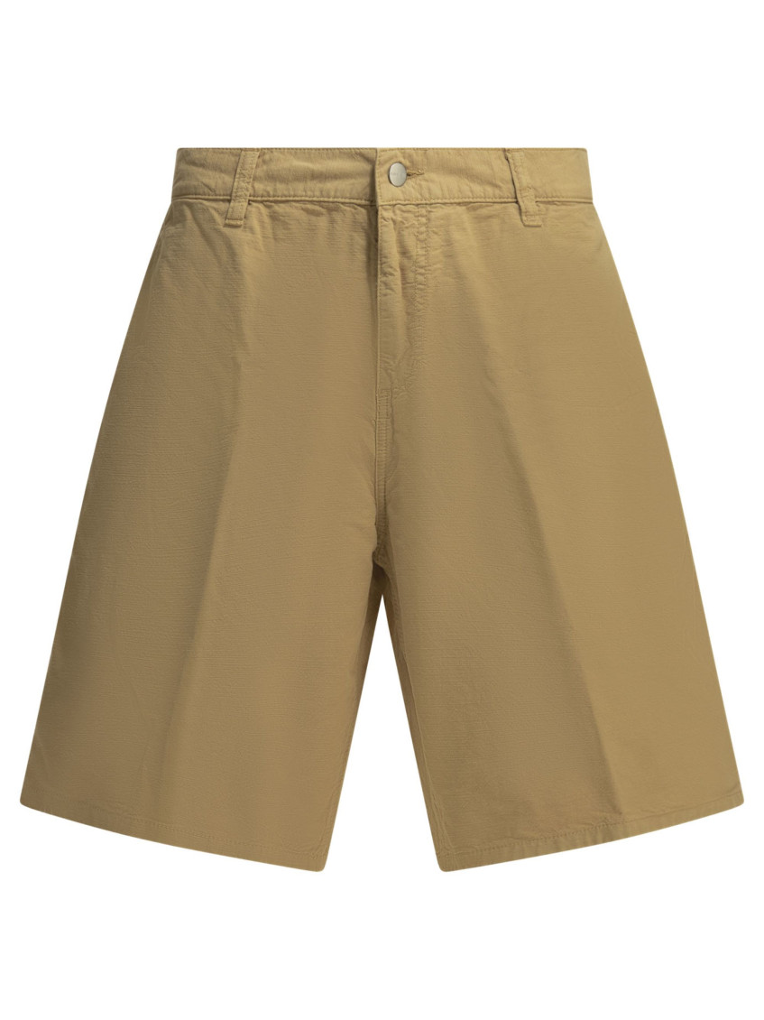 Beige Solid Shorts