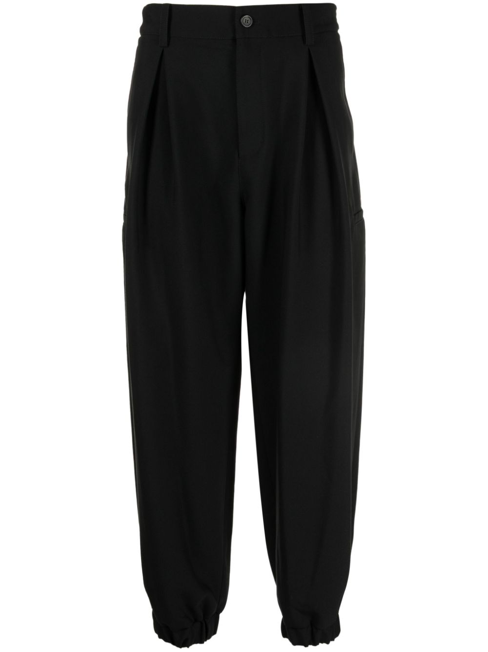 Volume pleated track pants - Black