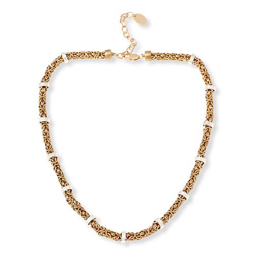 "21-3/4"" Two-Tone Byzantine Chain Necklace - Metallic"