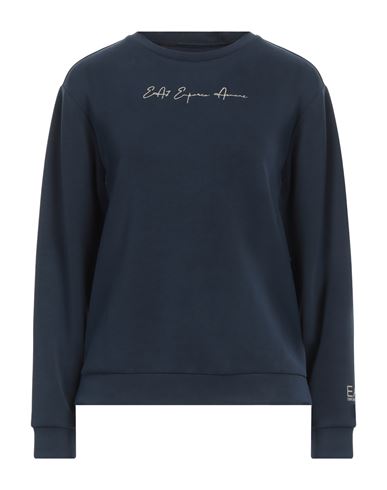 Ea7 Woman Sweatshirt Navy Size XXL Polyester, Modal, Elastane