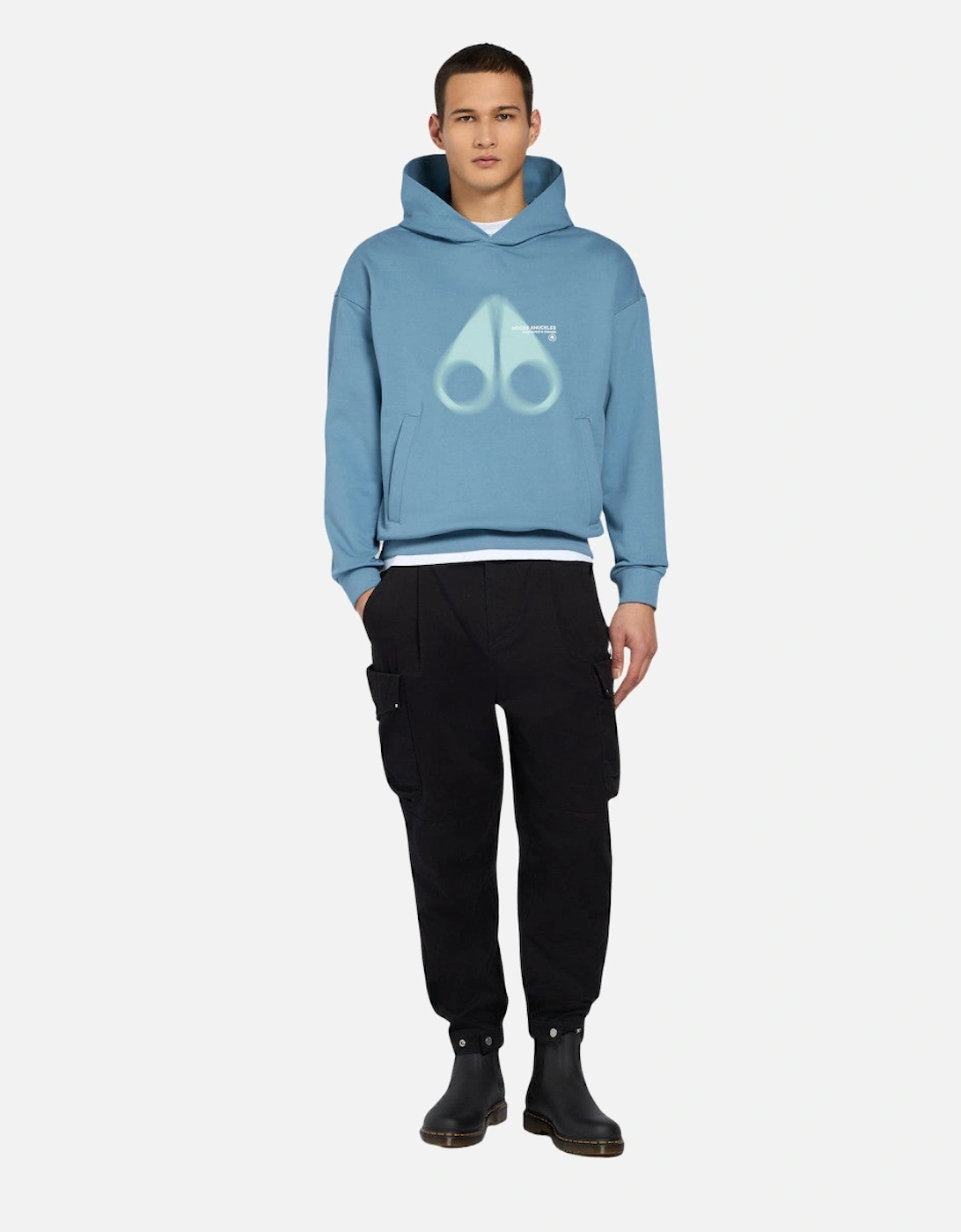 Men's Moose Knuckles Maurice Popover Hoody 1576   Sea - Blue - Size: 40/Regular