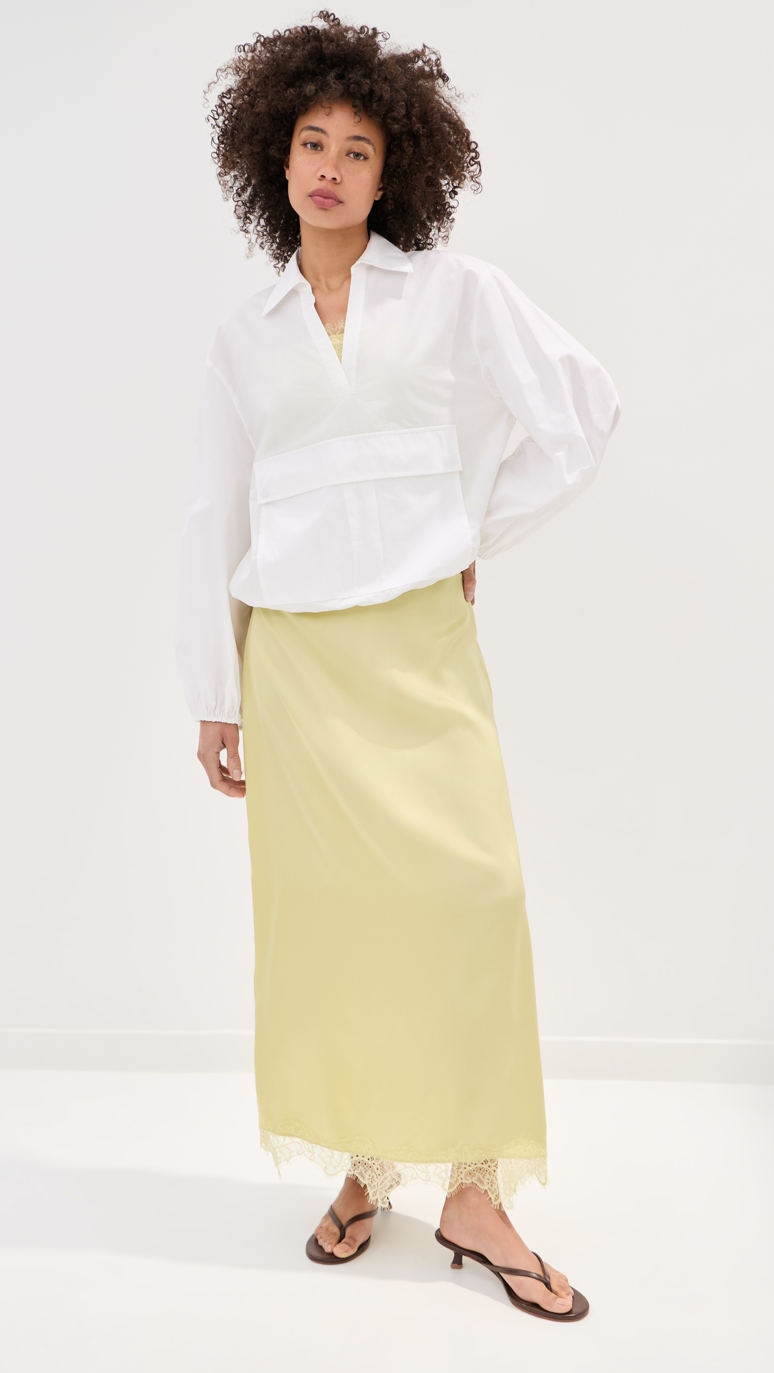 Marion Satin Skirt Honeydew