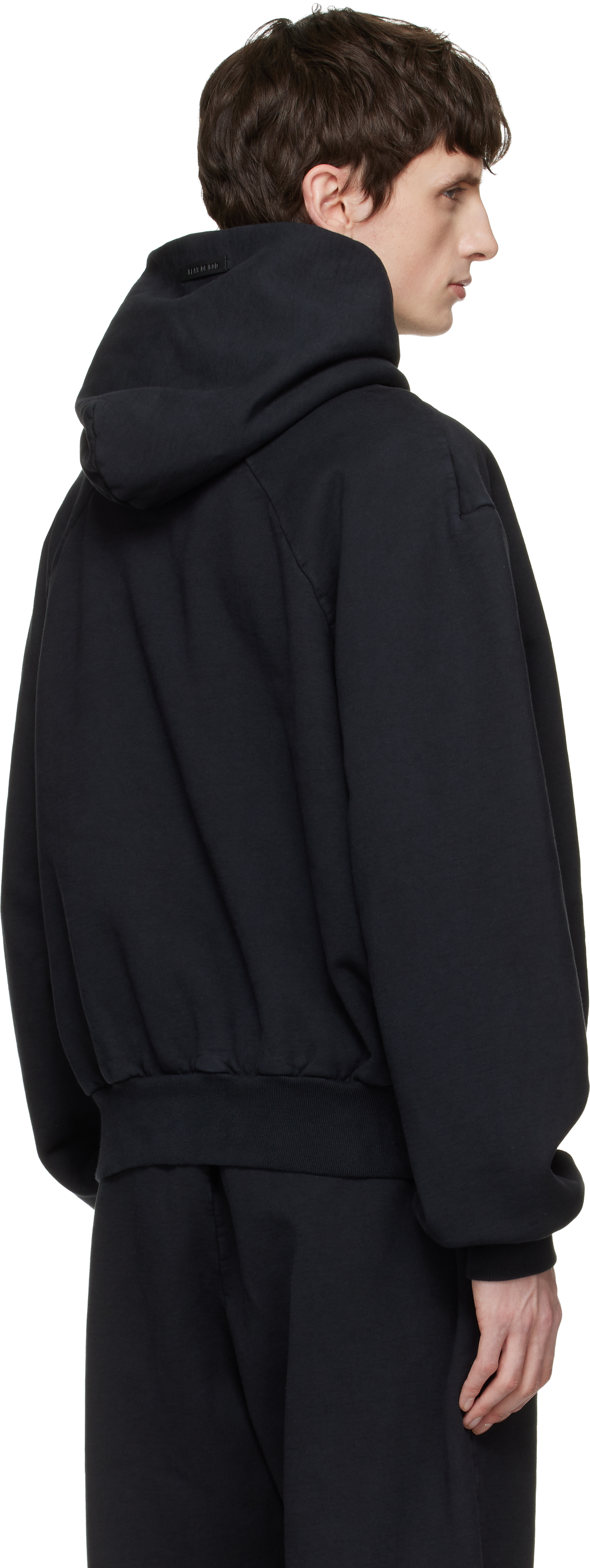 Black Sunfaded Classic Half Raglan Pocket Hoodie