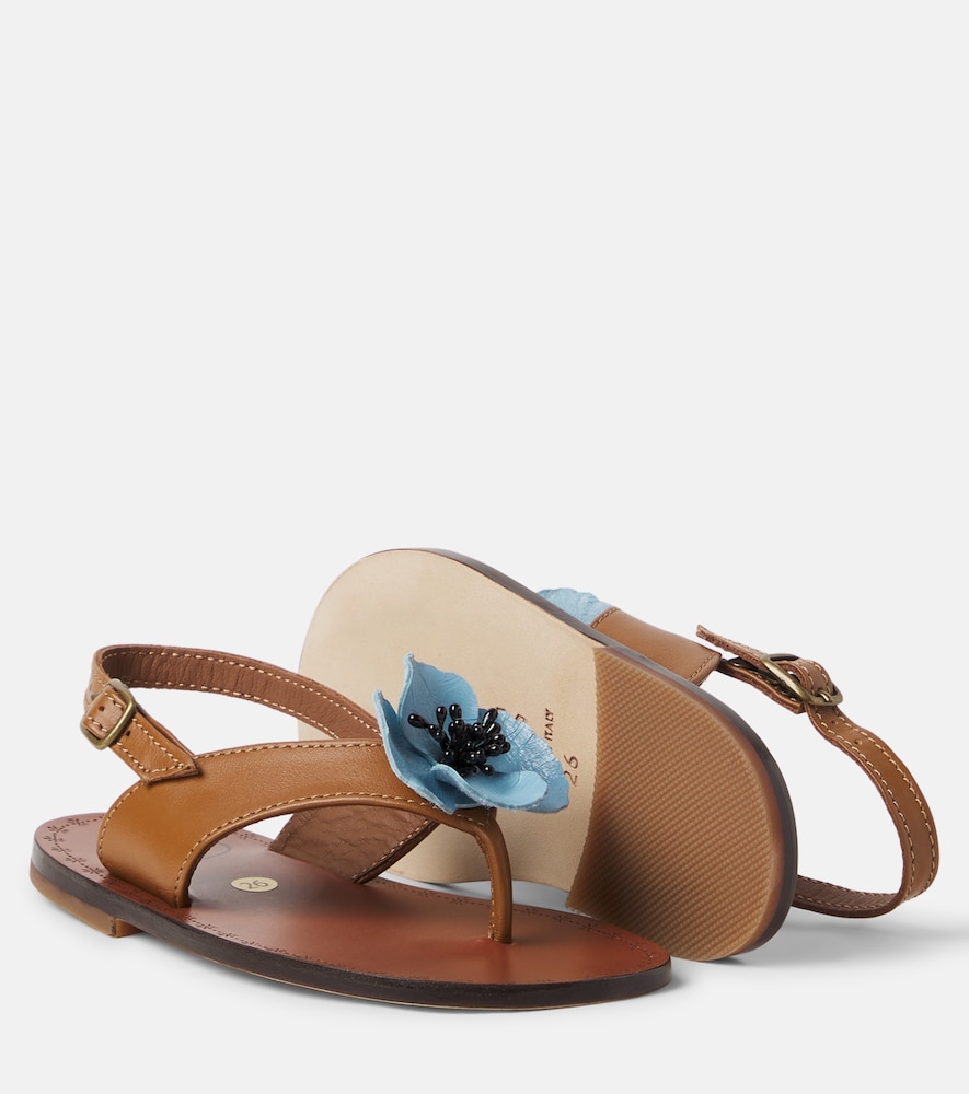 PèPè Juliette floral-appliqué leather sandals
