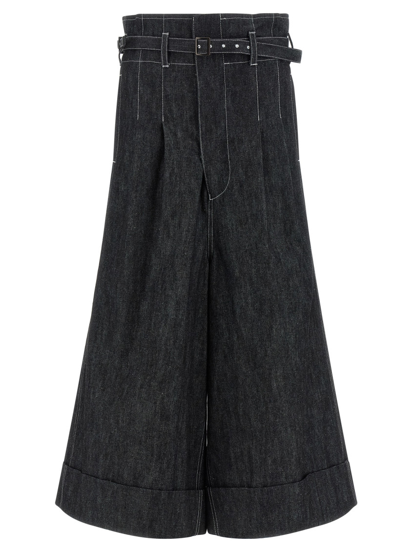 High Waist Jeans Black Cotton - Women