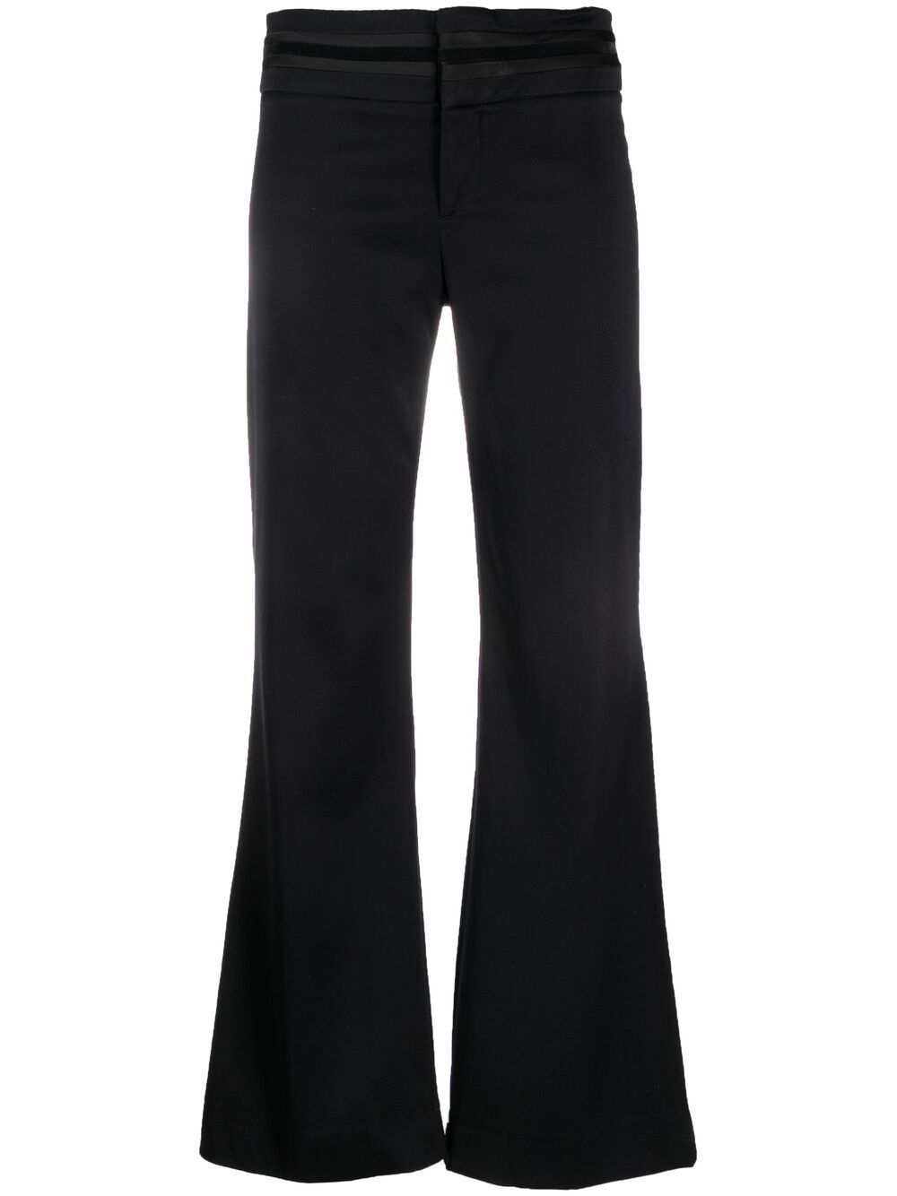 1990s appliqué stripes flared trousers - Blue