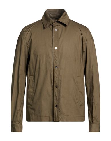 Man Shirt Military green Size 36 Cotton, Elastane