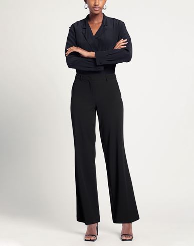 Woman Pants Black Size 12 Polyester, Viscose, Elastane
